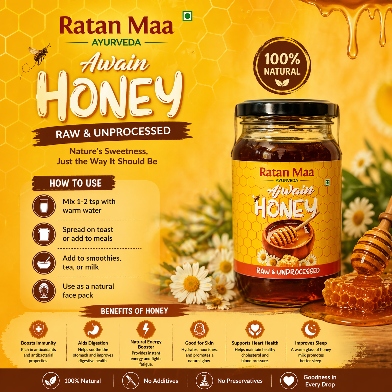 Raw & Unprocessed Ajwain Honey