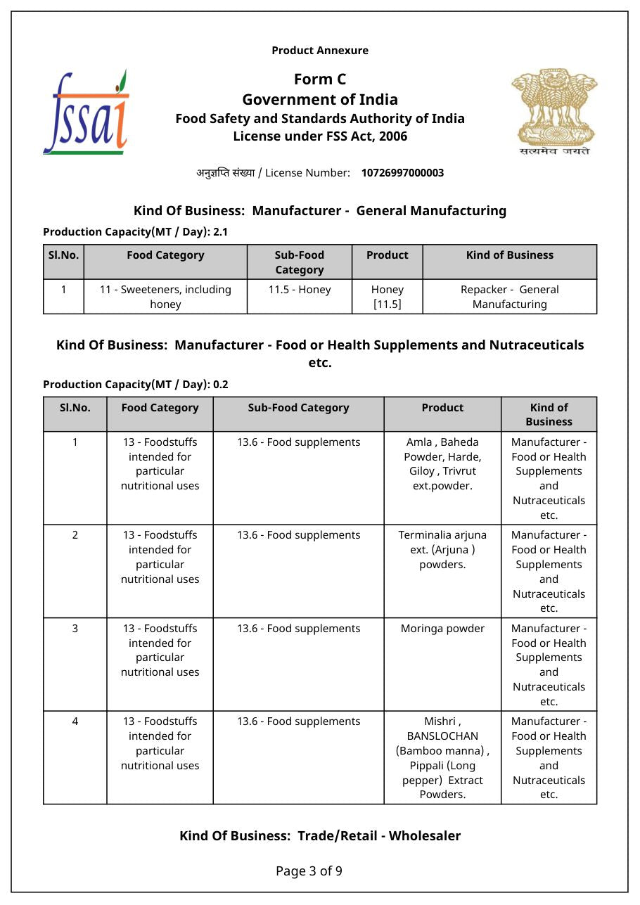 FSSAI Central Licence, page 2 of 2