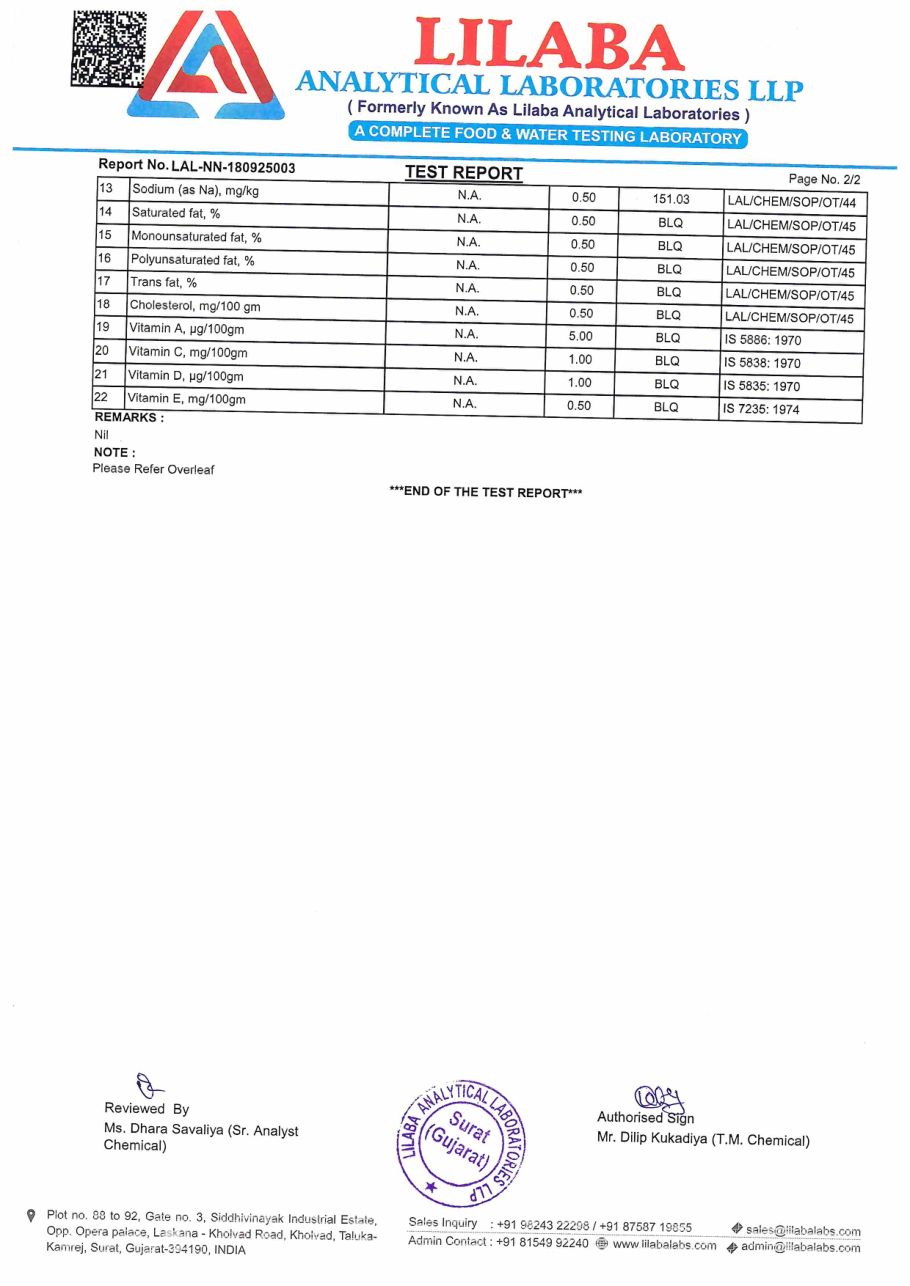 Arjun Chaal Powder lab report, page 2 of 3